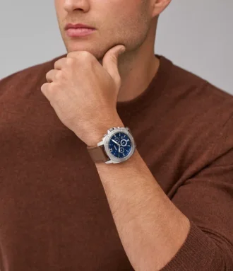 Privateer Chronograph brun läderklocka