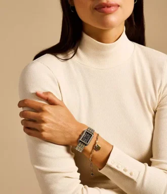Raquel trevisare med datum, tvåfärgad rostfri klocka och armbandsset Raquel trevisare med datum, tvåfärgad rostfri klocka och armbandsset