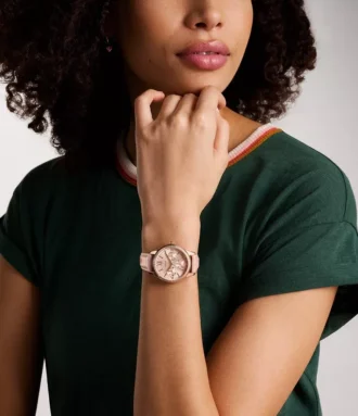 Rye multifunktionell rosa läderklocka Rye multifunktionell rosa läderklocka