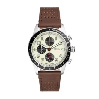 Sport Tourer Chronograph brun läderklocka