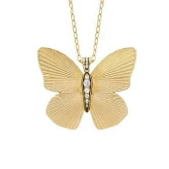 Sutton Butterfly Collection Halsband med hänge i guldfärgat rostfritt stål