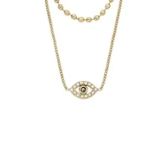 Sutton Evil Eye guldfärgat rostfritt stål halsband med flera kedjor