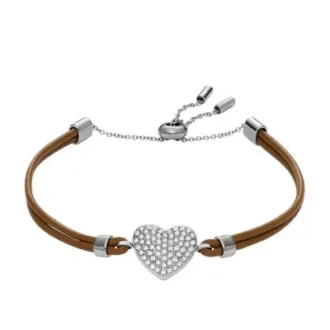 Sutton Glitz hjärtformigt armband i brunt läder
