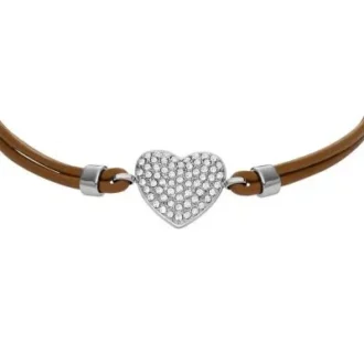 Sutton Glitz hjärtformigt armband i brunt läder