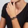 Townsman svart flertrådigt läderarmband