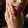Watch Ring Tvåvisare Guldfärgat rostfritt stål Watch Ring Tvåvisare Guldfärgat rostfritt stål